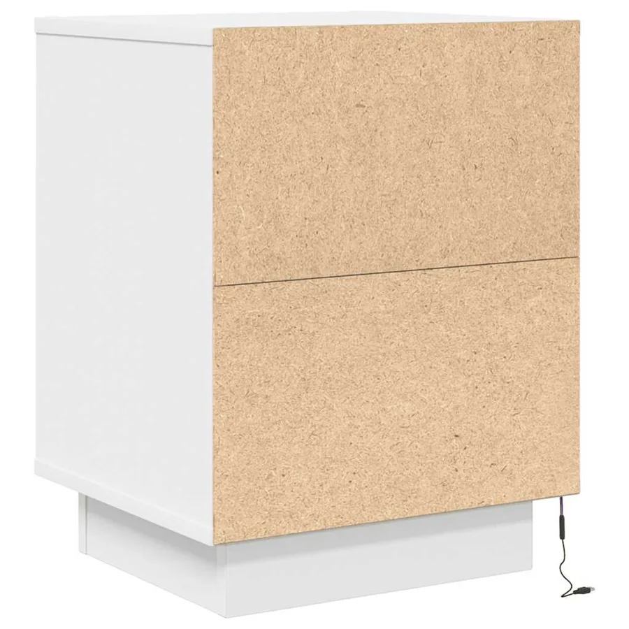Tables de chevet avec lumières LED 2 pcs blanc 38x34x50 cm - 10