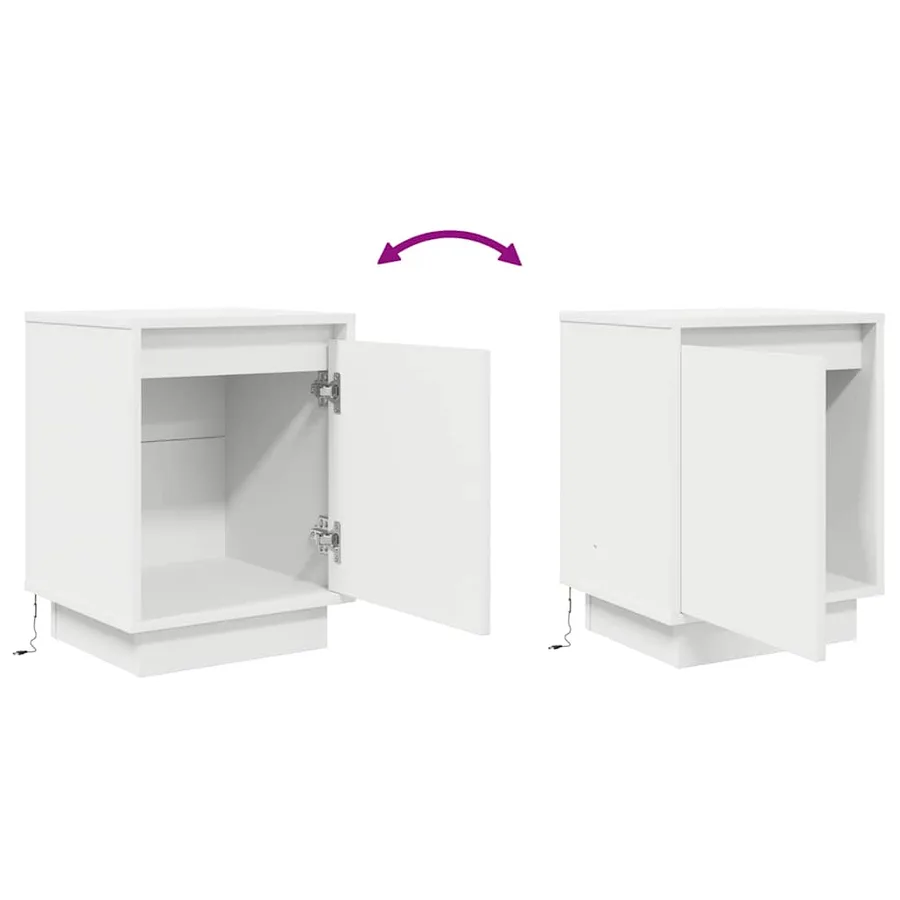 Tables de chevet avec lumières LED 2 pcs blanc 38x34x50 cm - 11