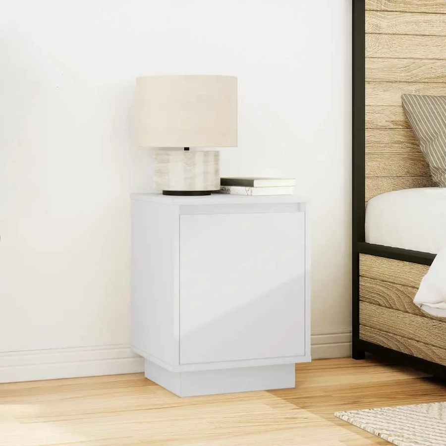 Tables de chevet avec lumières LED 2 pcs blanc 38x34x50 cm - 5