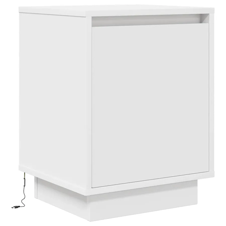 Tables de chevet avec lumières LED 2 pcs blanc 38x34x50 cm - 7