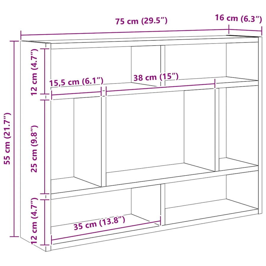 Étagère murale Chêne noir 75x16x55 cm Bois d'ingénierie - 10