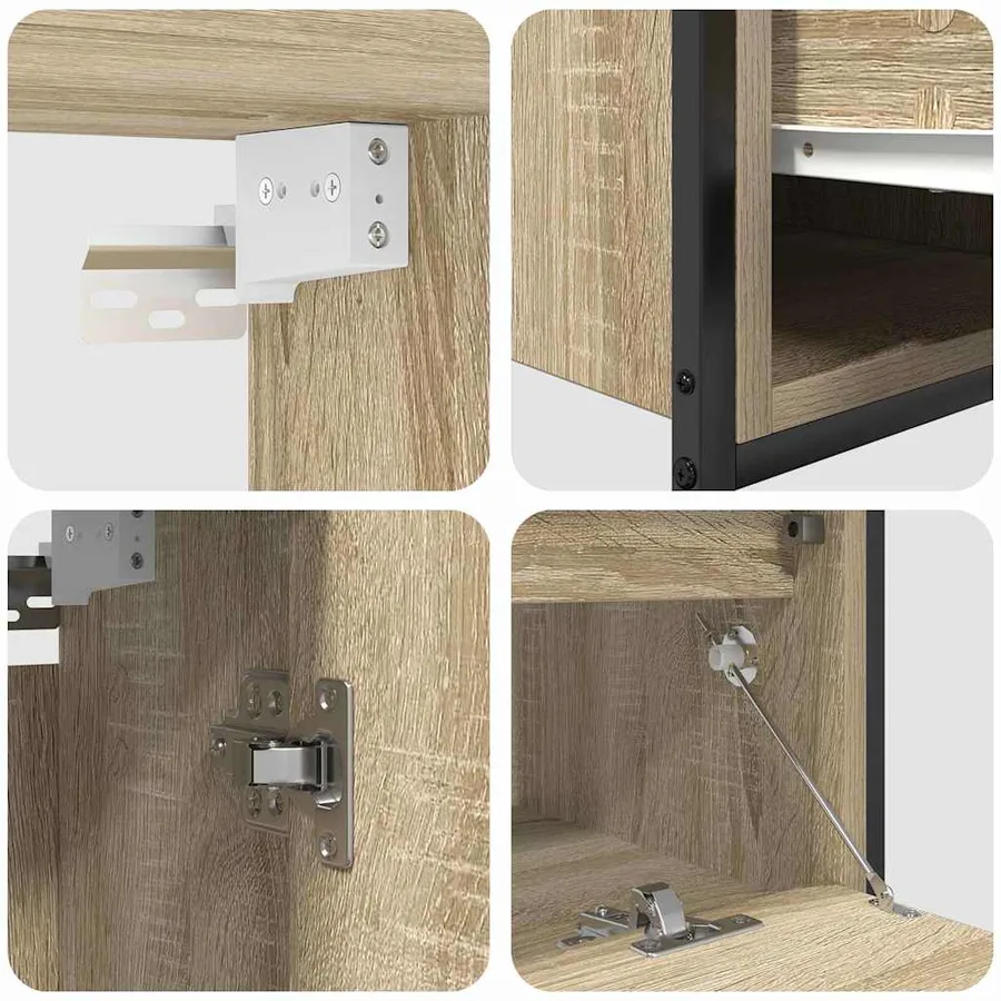 Ensemble de mobilier de salle de bain avec étagère 5 pcs Beige - 8