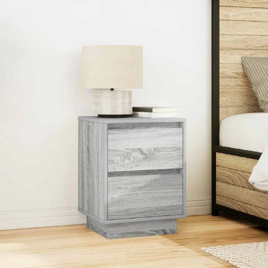 Table de chevet avec lumières LED sonoma gris 38x34x50 cm - 4