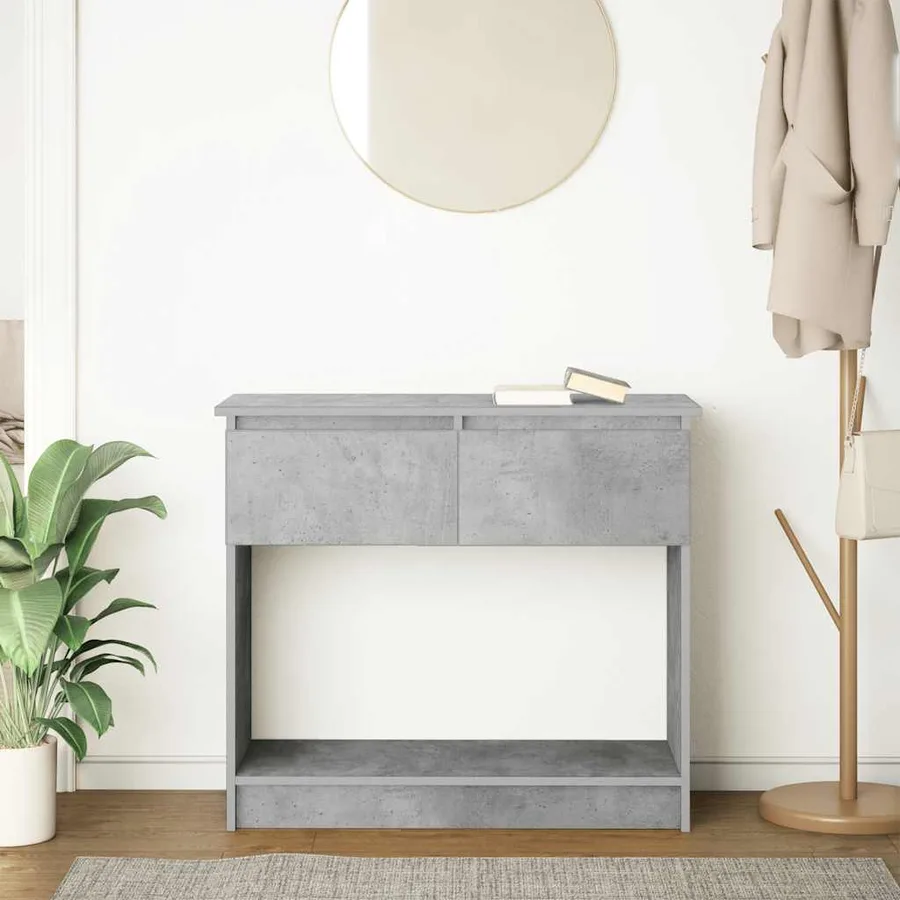 Table console avec tiroirs gris béton 85,5x38,5x74,5 cm - 3