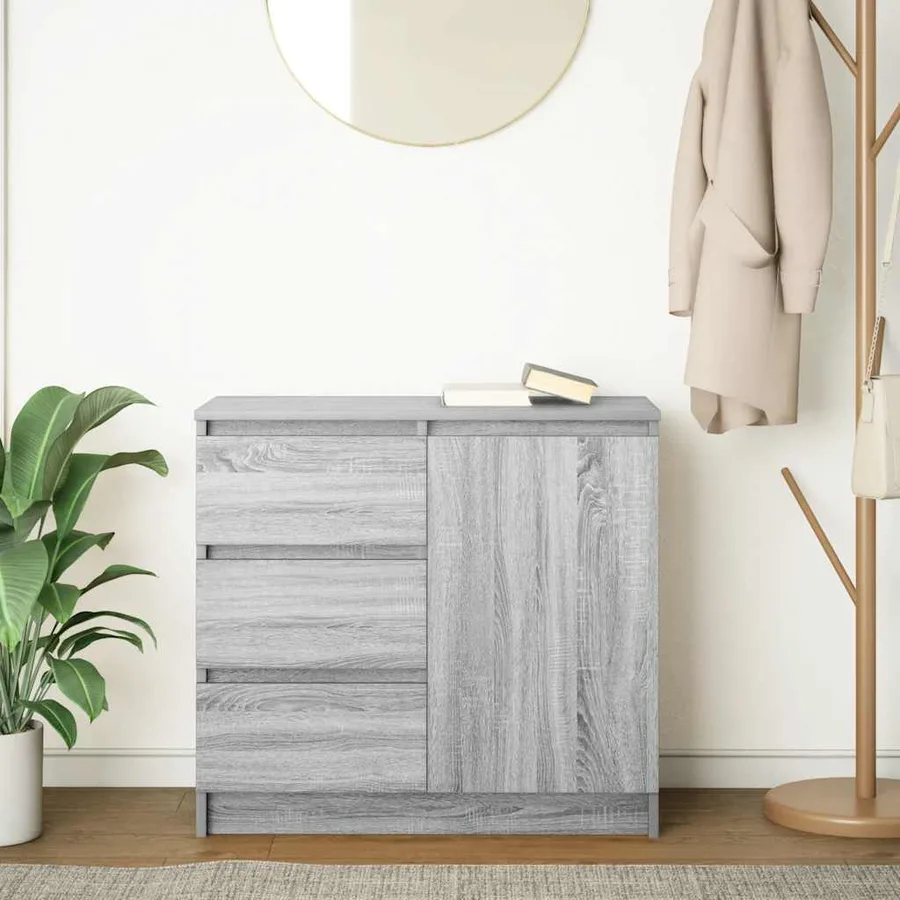 Buffet avec tiroir sonoma gris 71x35x65 cm bois d'ingénierie - 3