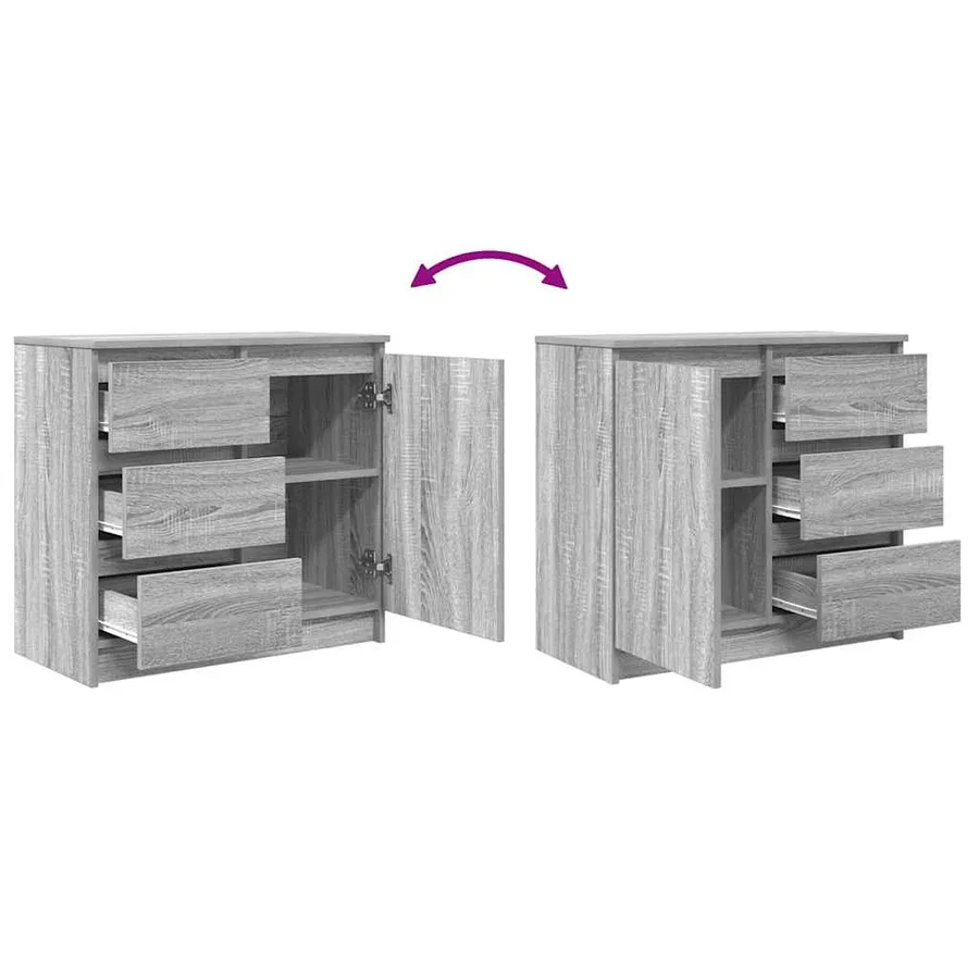 Buffet avec tiroir sonoma gris 71x35x65 cm bois d'ingénierie - 9