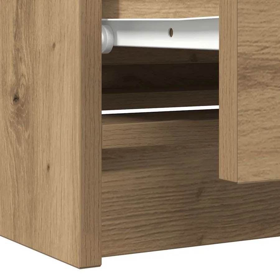 Meuble TV chêne artisanal 100x35x54 cm bois d'ingénierie - 10