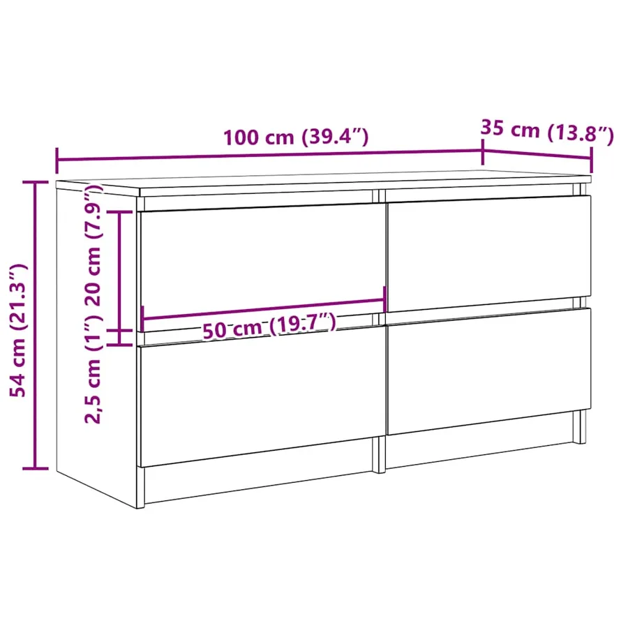 Meuble TV chêne artisanal 100x35x54 cm bois d'ingénierie - 12