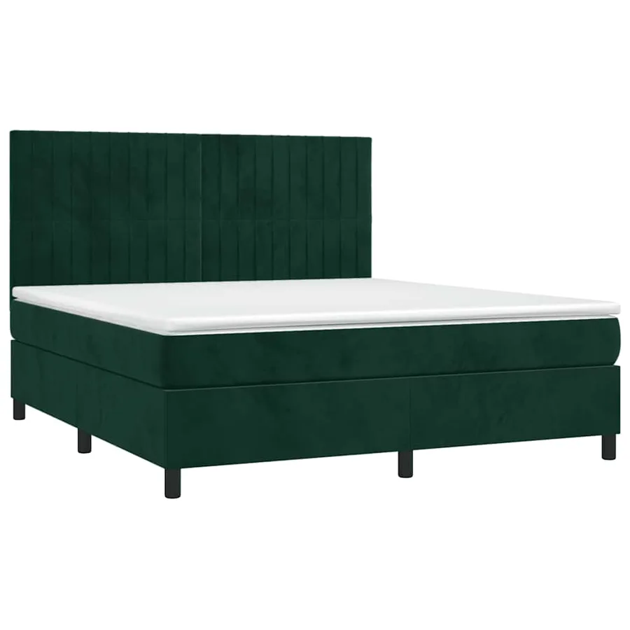 Sommier à lattes de lit matelas et LED Vert foncé 180x200 cm - 3