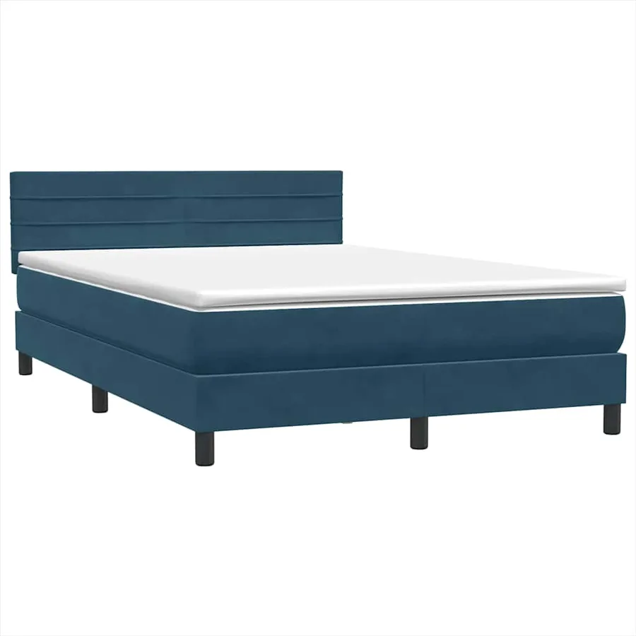 Sommier à lattes de lit et matelas Bleu foncé 160x220cm Velours - 4