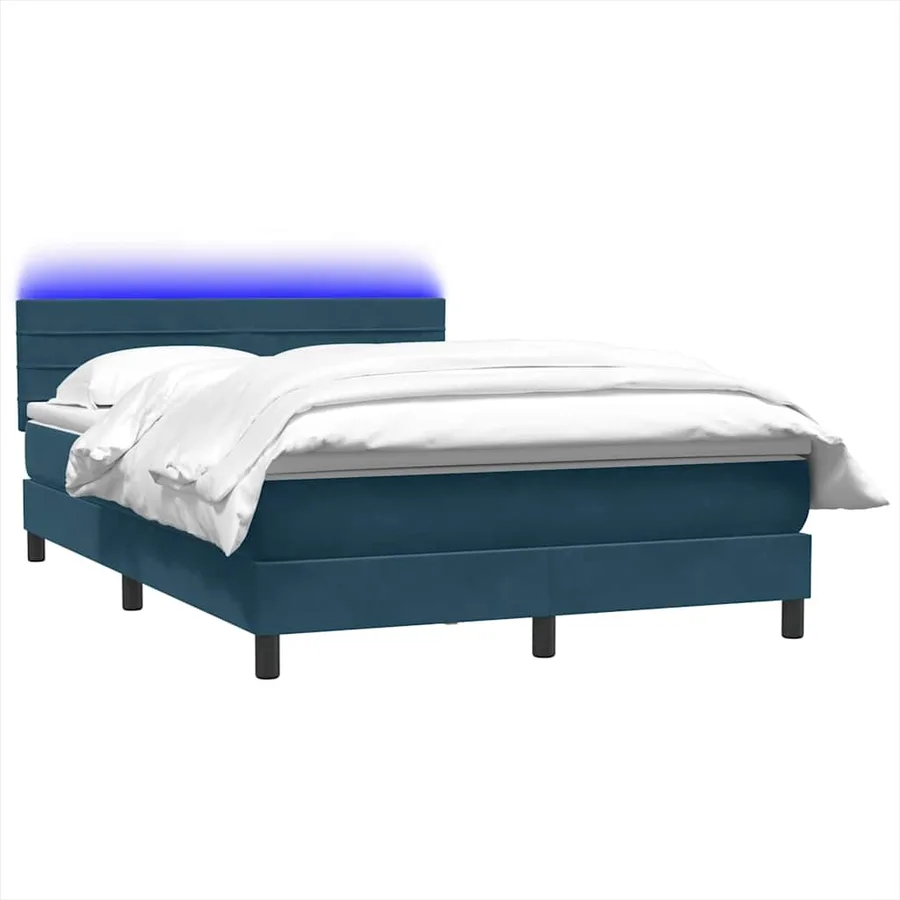 Sommier à lattes de lit et matelas et LED Bleu foncé 160x220cm Velours - 3