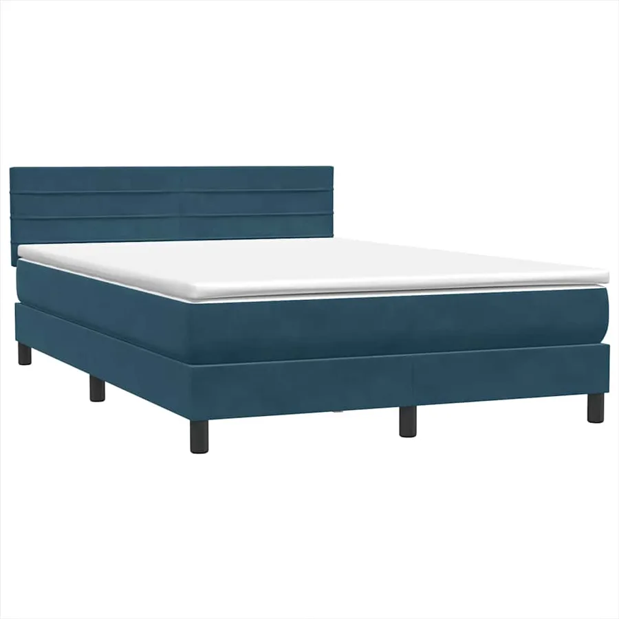 Sommier à lattes de lit et matelas et LED Bleu foncé 160x220cm Velours - 5