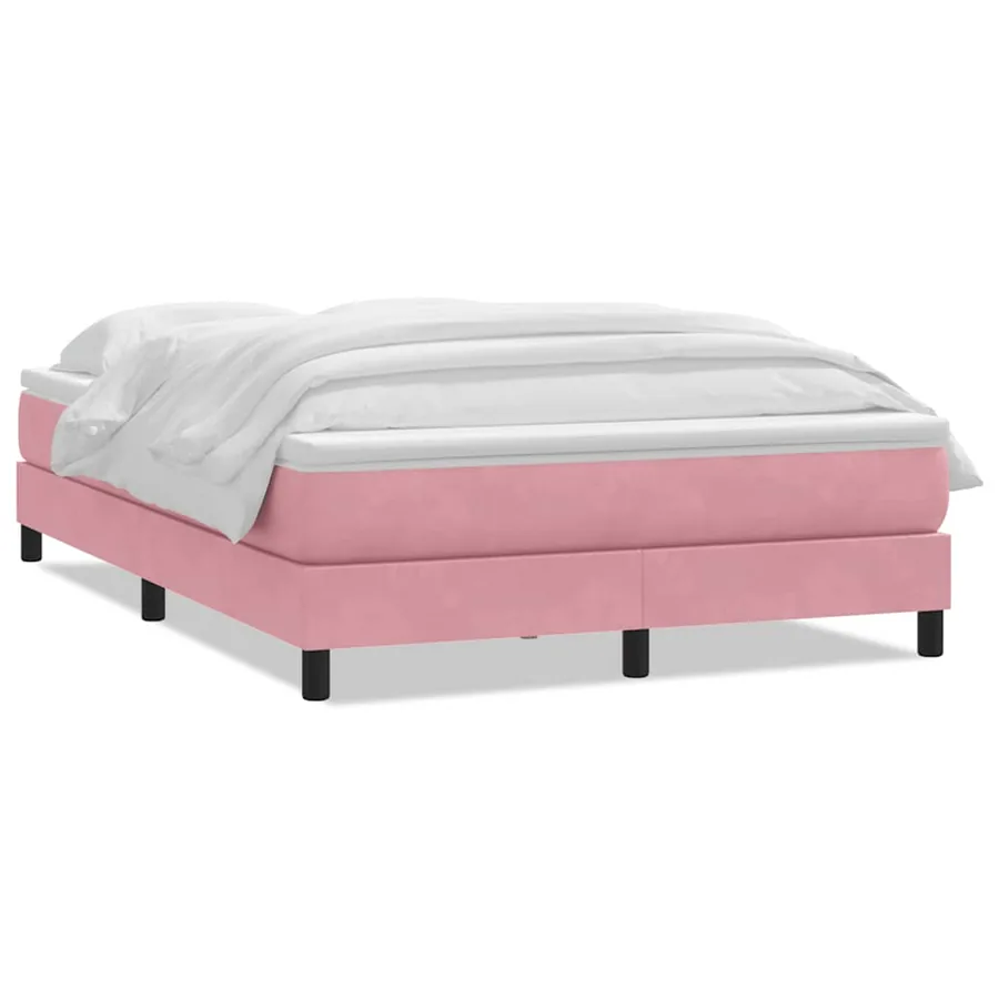 Sommier à lattes de lit avec matelas rose 160x220 cm velours - 2