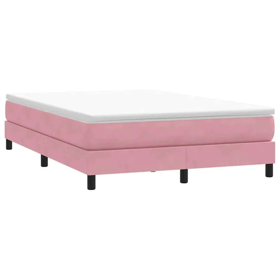 Sommier à lattes de lit avec matelas rose 160x220 cm velours - 5