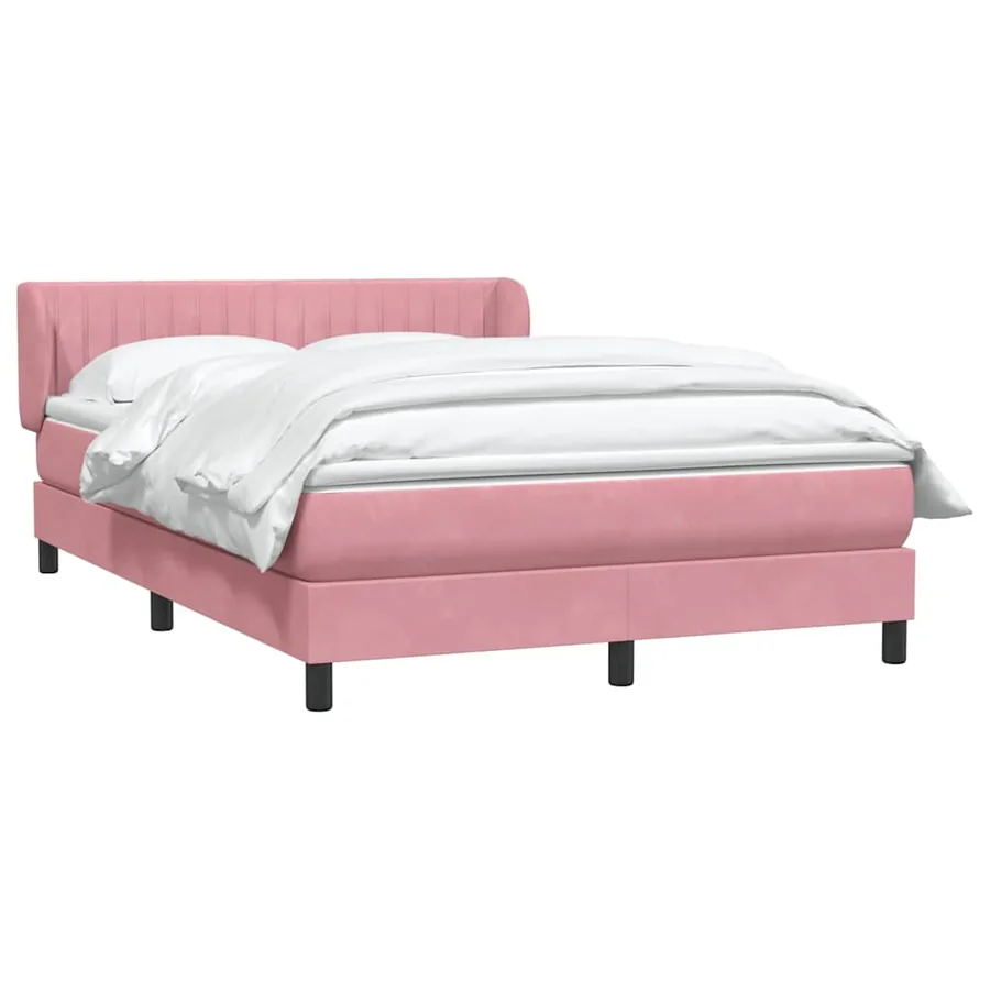 Sommier à lattes de lit avec matelas rose 160x220 cm velours - 3