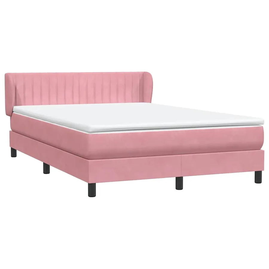 Sommier à lattes de lit avec matelas rose 160x220 cm velours - 4
