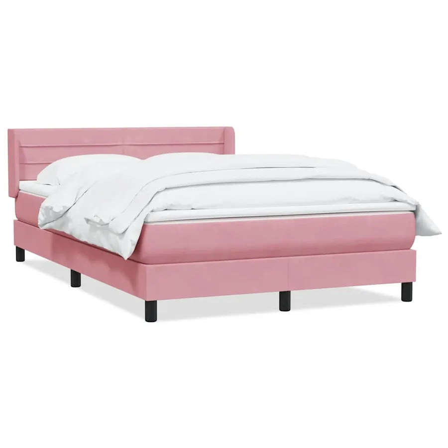 Sommier à lattes de lit avec matelas rose 140x220 cm velours - 2