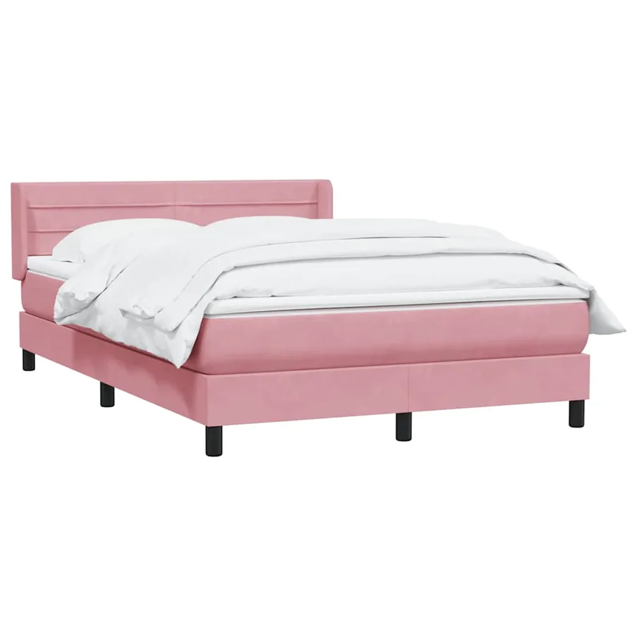 Sommier à lattes de lit avec matelas rose 140x220 cm velours - 3