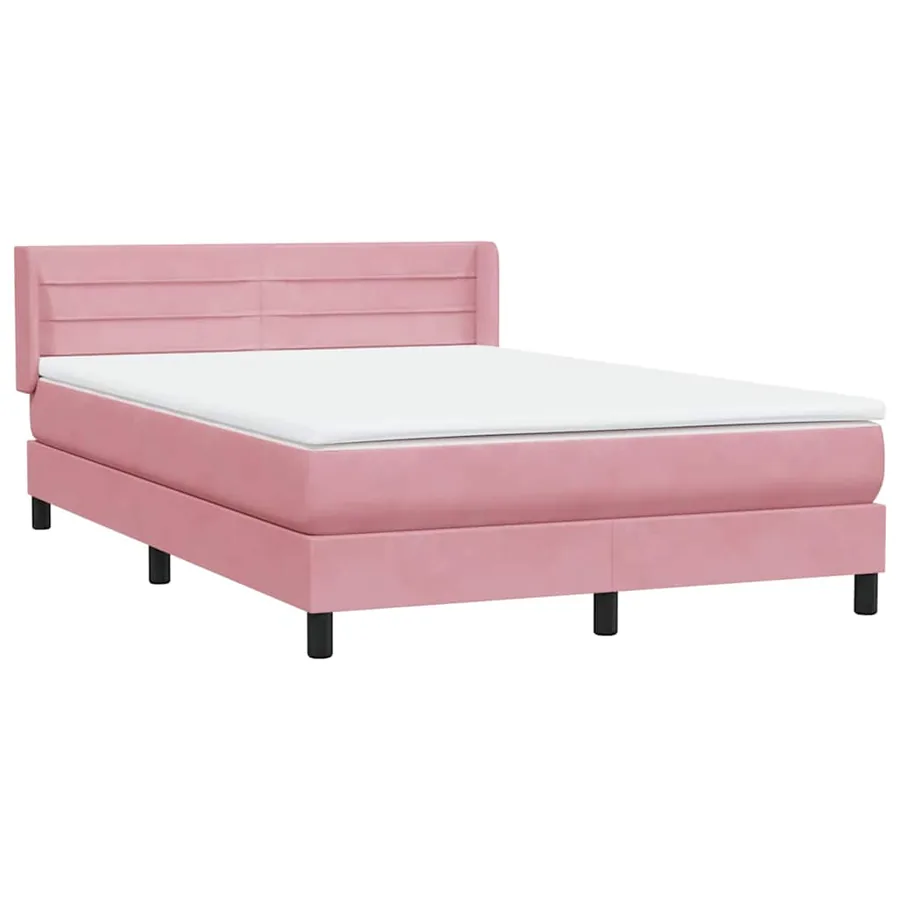 Sommier à lattes de lit avec matelas rose 140x220 cm velours - 4