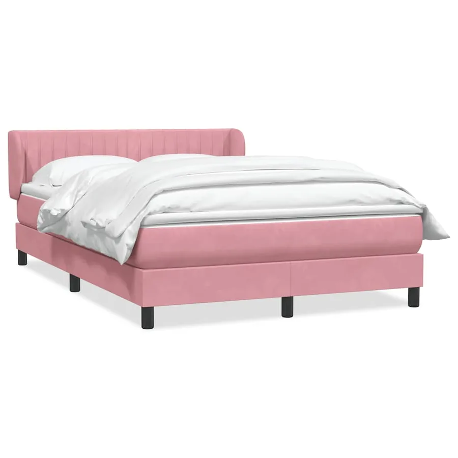 Sommier à lattes de lit avec matelas rose 140x220 cm velours - 2