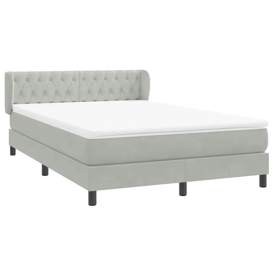 Sommier à lattes de lit et matelas gris clair 160x220cm velours - 4