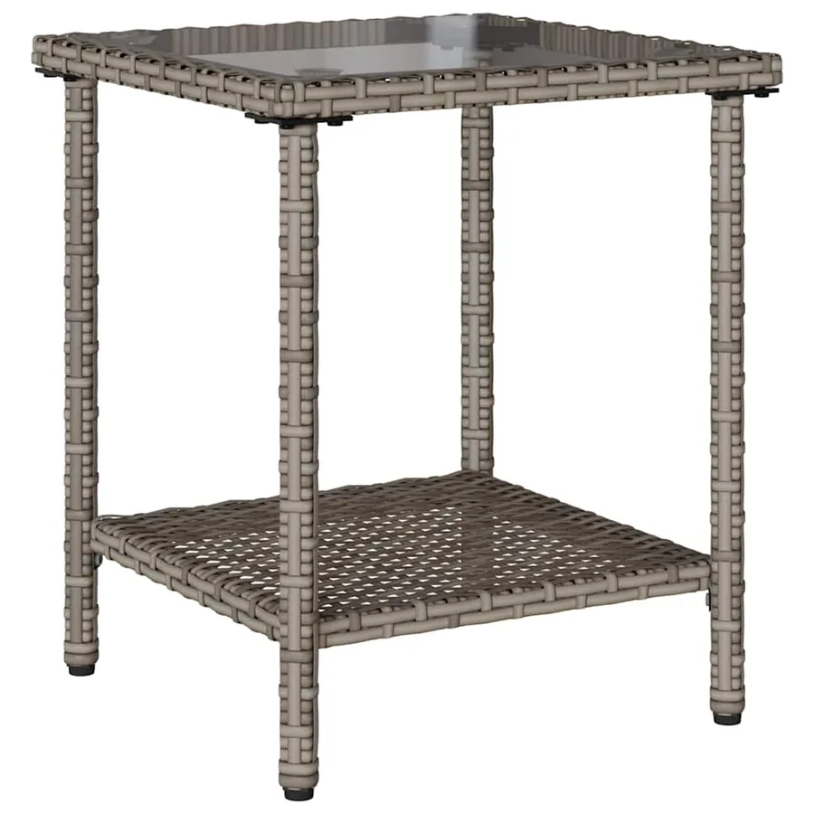 Canapé de jardin avec table et coussins en forme de L gris - 6
