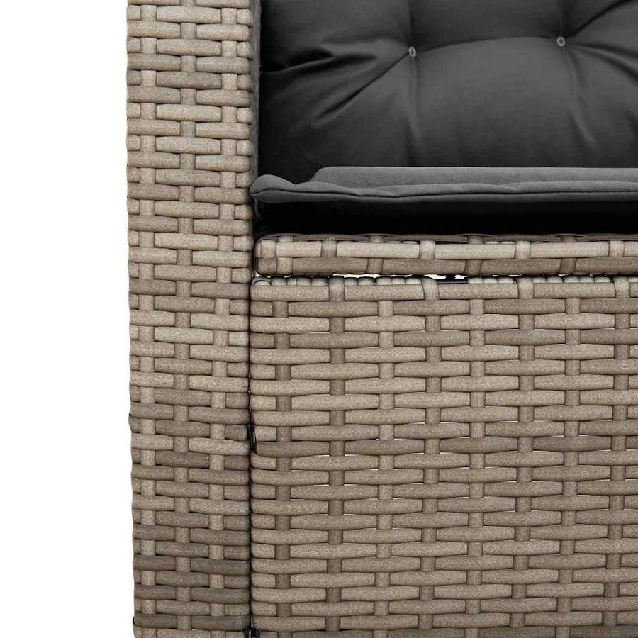 Canapé de jardin avec table et coussins en forme de L gris - 9