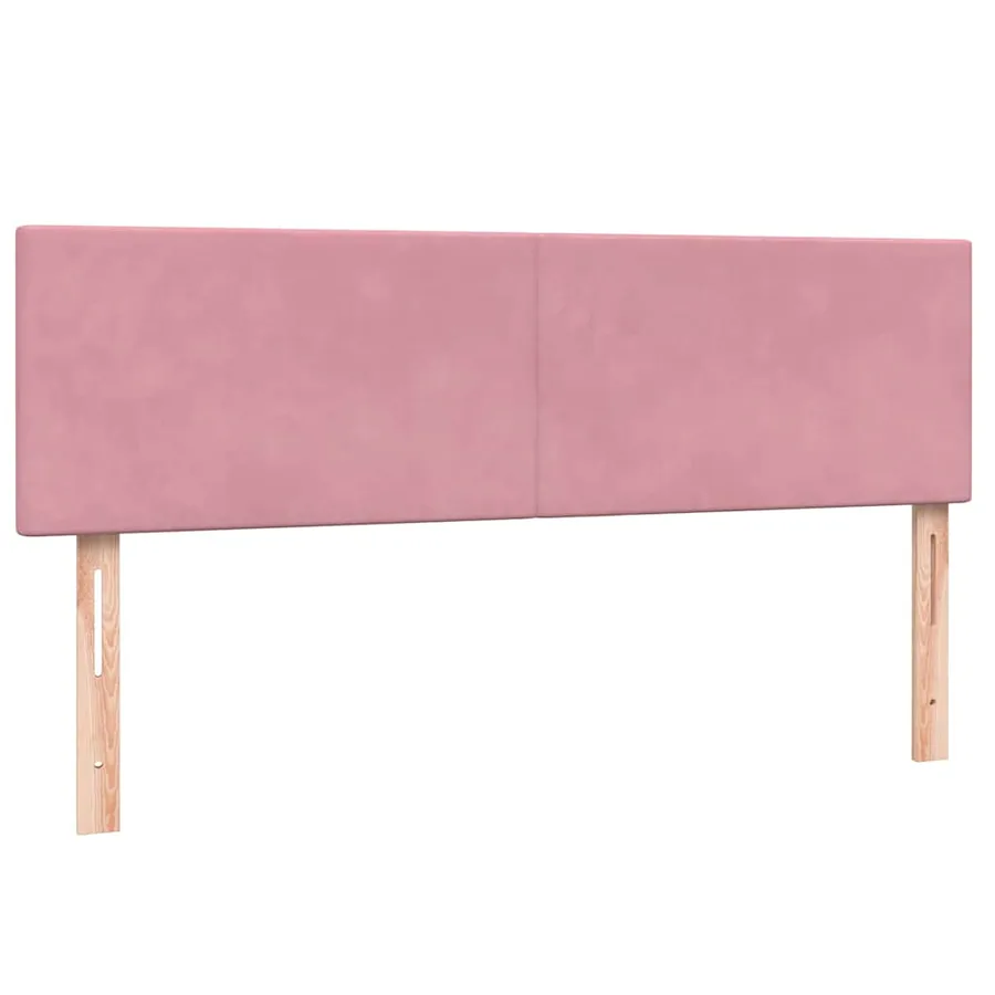 Sommier à lattes de lit avec matelas et LED rose 140x220 cm velours - 7