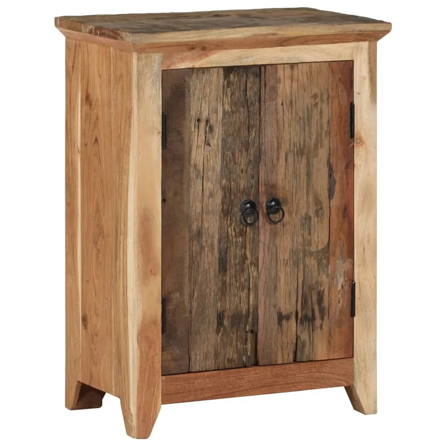 Buffet 55x33x75 cm bois massif d'acacia et bois de récupération - 11