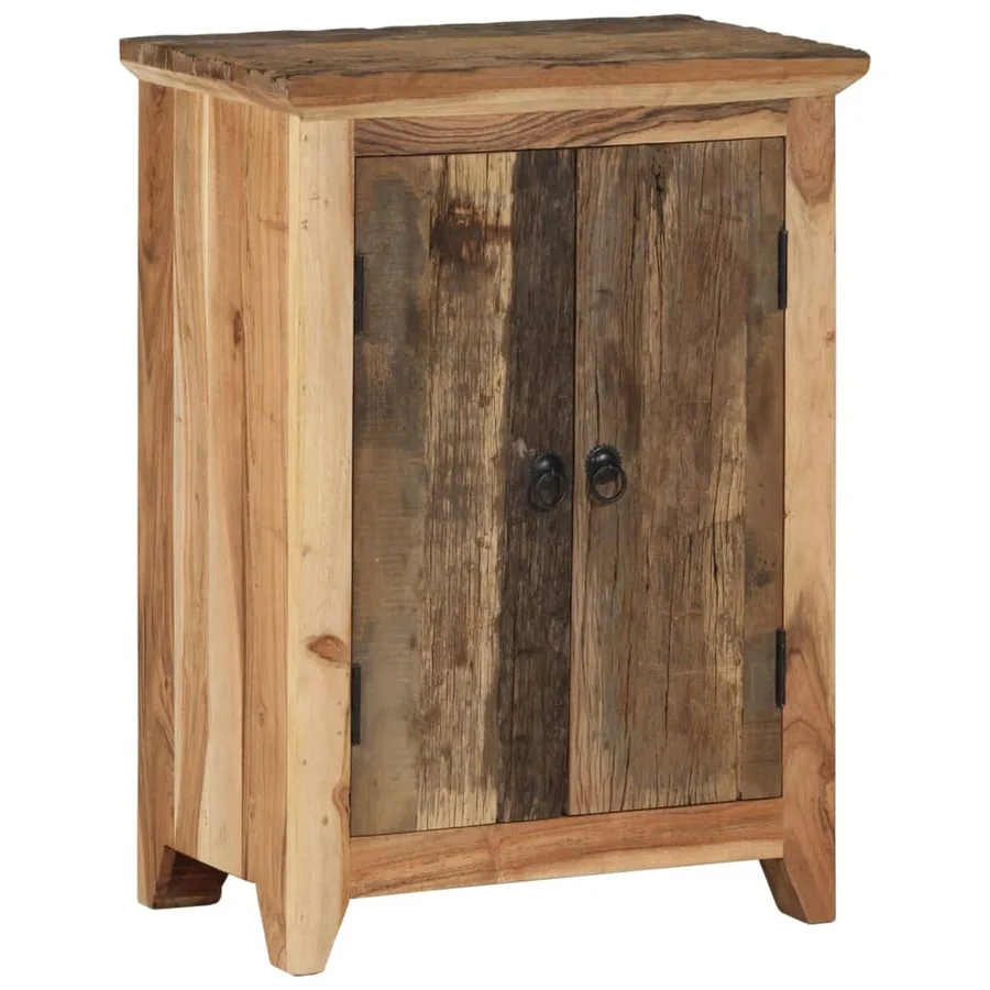 Buffet 55x33x75 cm bois massif d'acacia et bois de récupération - 12