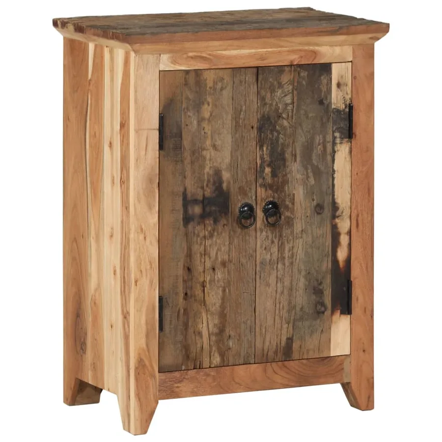 Buffet 55x33x75 cm bois massif d'acacia et bois de récupération - 9