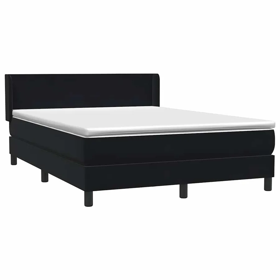 Sommier à lattes de lit avec matelas noir 140x220 cm velours - 2