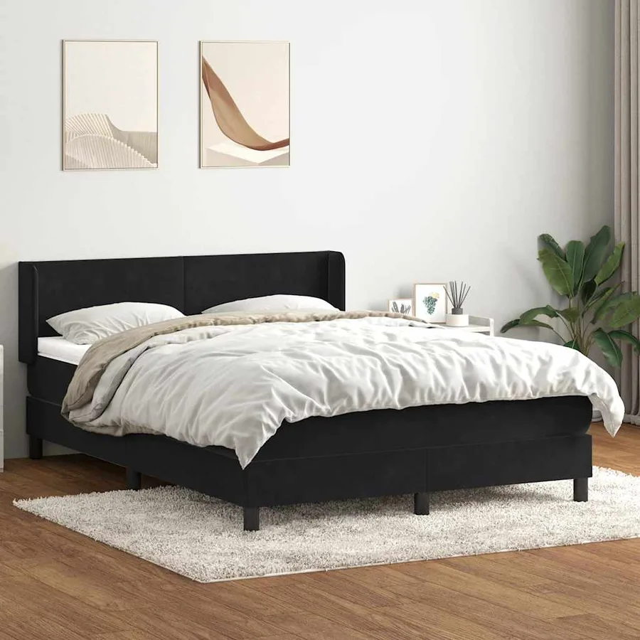 Sommier à lattes de lit avec matelas noir 140x220 cm velours - 3