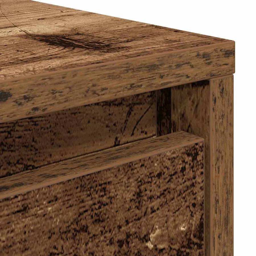 Table basse avec tiroirs vieux bois 70,5x70x40 cm - 10