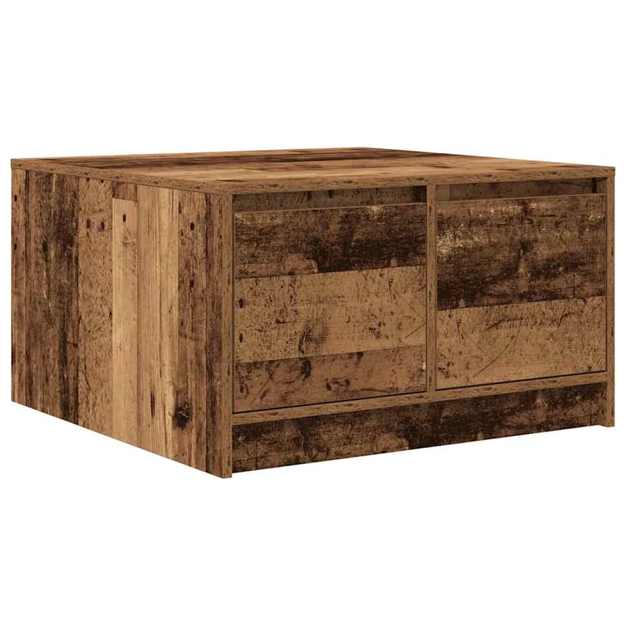 Table basse avec tiroirs vieux bois 70,5x70x40 cm - 2