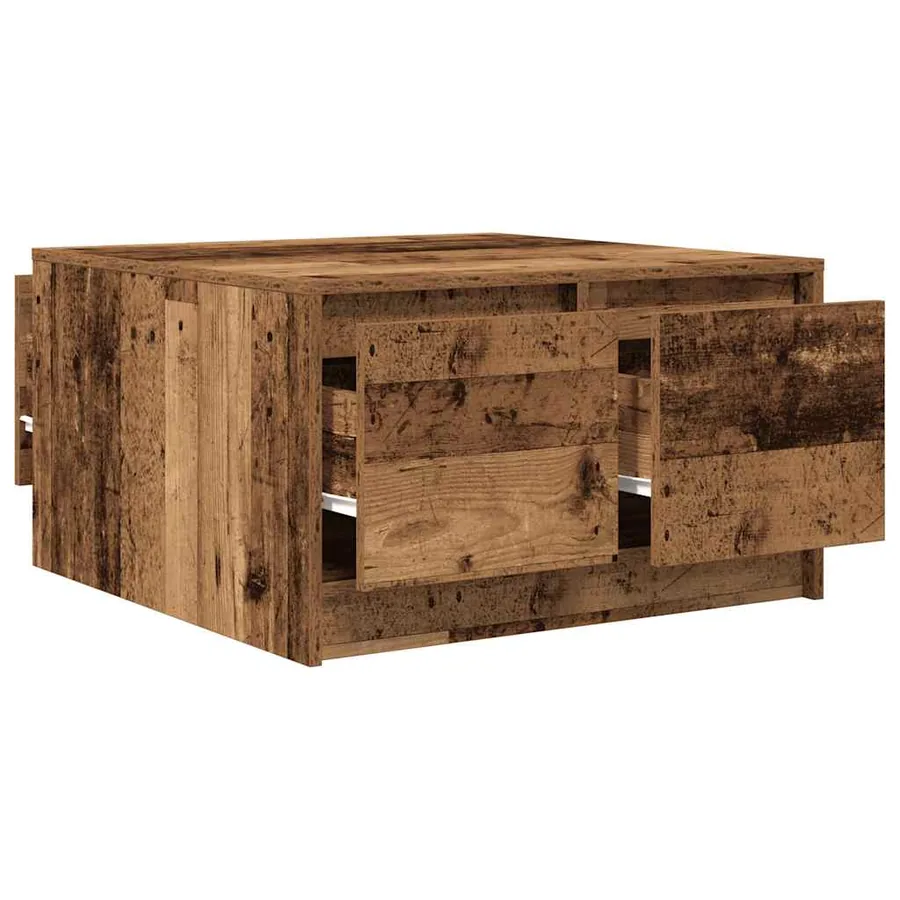 Table basse avec tiroirs vieux bois 70,5x70x40 cm - 5