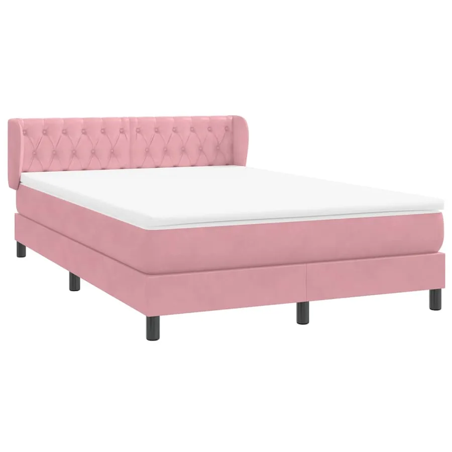 Sommier à lattes de lit avec matelas rose 160x220 cm velours - 4