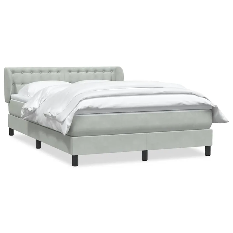 Sommier à lattes de lit et matelas gris clair 160x220cm velours - 2