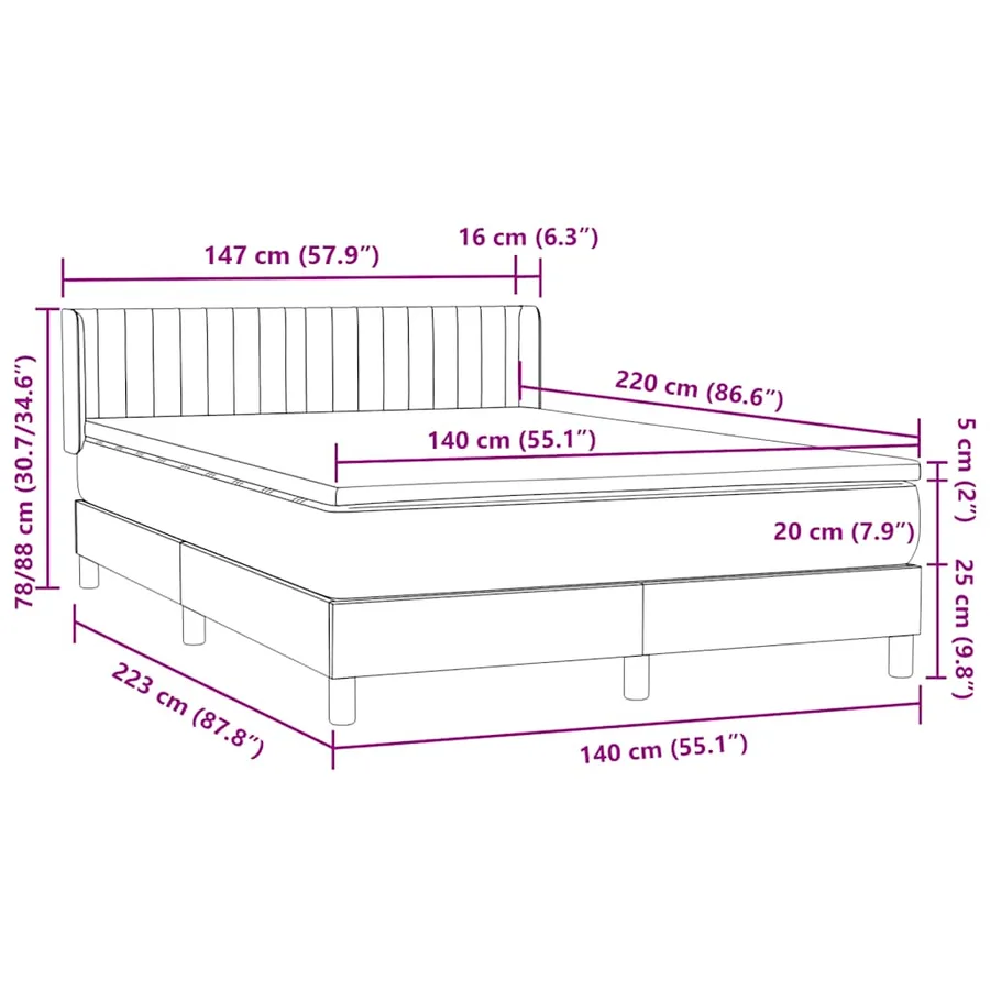 Sommier à lattes de lit avec matelas rose 140x220 cm velours - 12