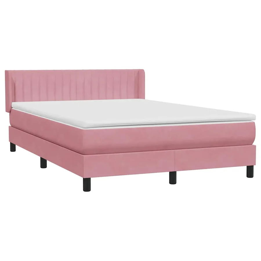 Sommier à lattes de lit avec matelas rose 140x220 cm velours - 2