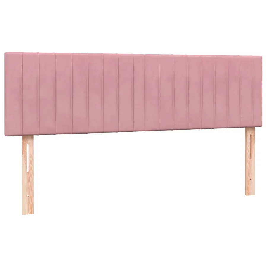 Sommier à lattes de lit avec matelas rose 140x220 cm velours - 7