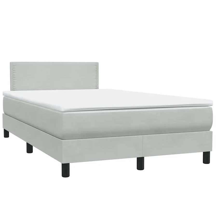 Sommier à lattes de lit et matelas et LED gris clair 120x220cm velours - 5