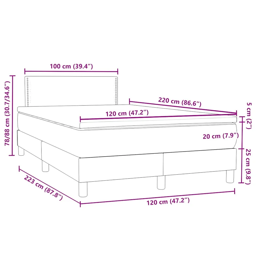 Sommier à lattes de lit et matelas gris clair 120x220cm velours - 12