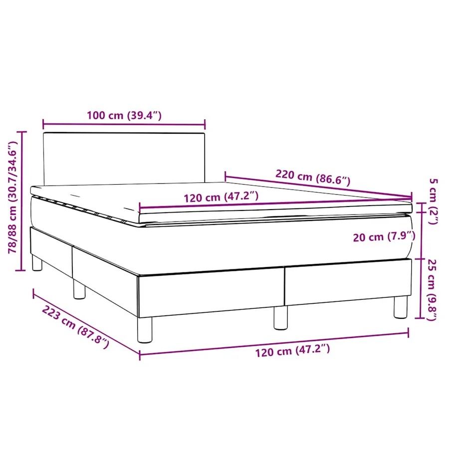 Sommier à lattes de lit et matelas gris clair 120x220cm velours - 12