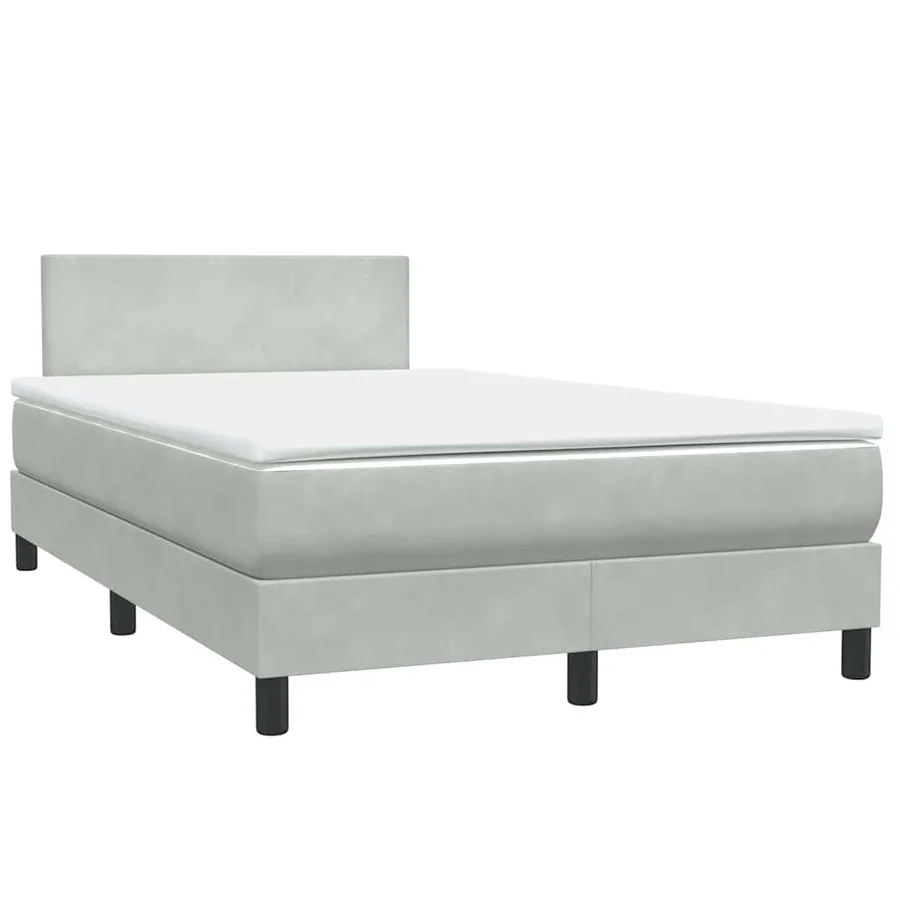 Sommier à lattes de lit et matelas gris clair 120x220cm velours - 4