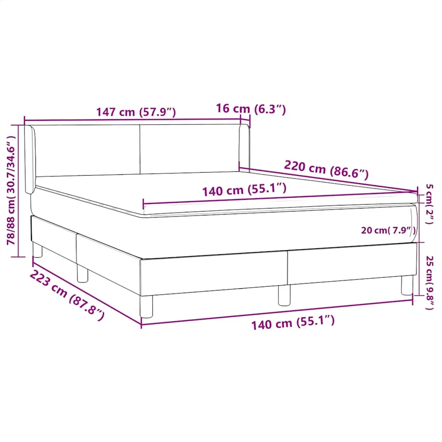 Sommier à lattes de lit et matelas gris clair 140x220cm velours - 12