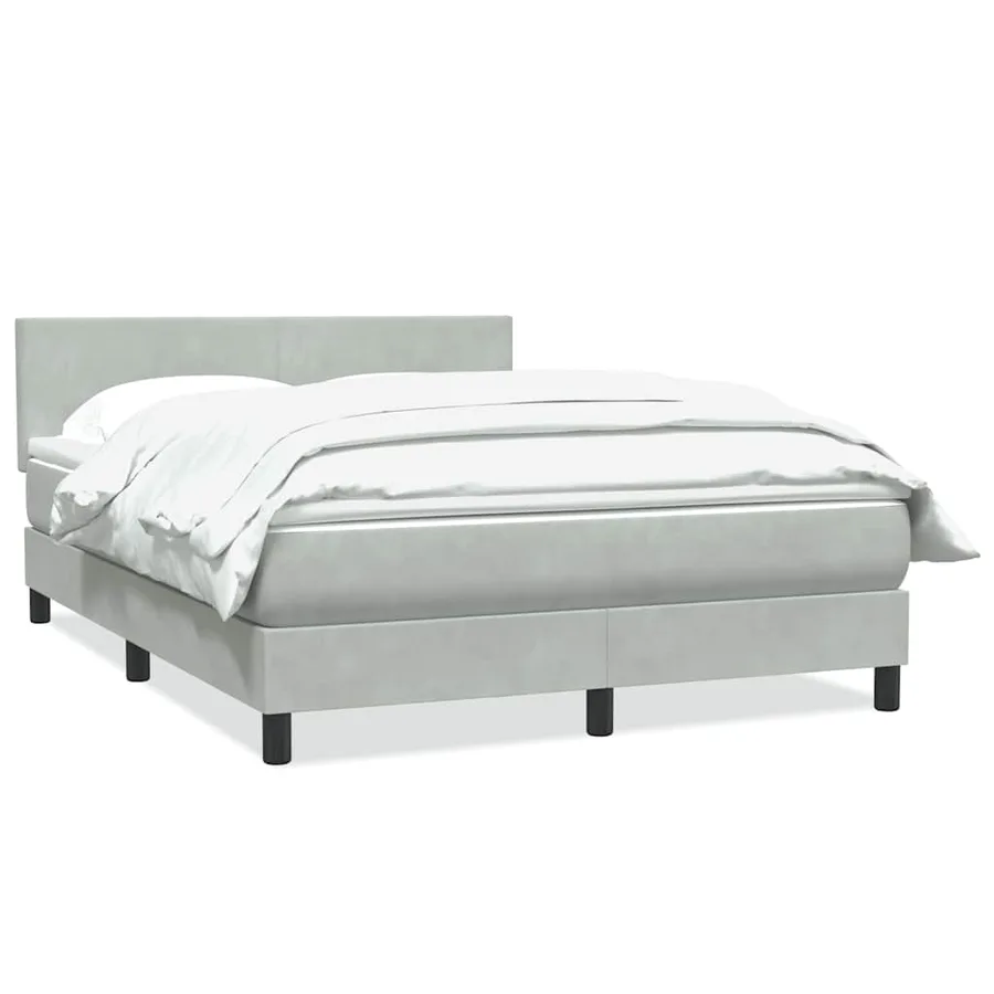 Sommier à lattes de lit et matelas gris clair 140x220cm velours - 2