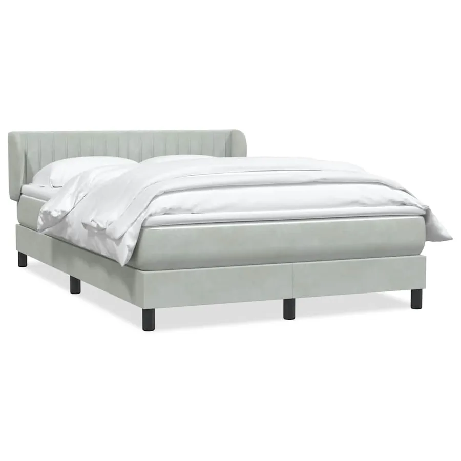 Sommier à lattes de lit et matelas gris clair 140x220cm velours - 2