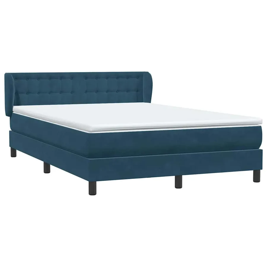 Sommier à lattes de lit et matelas bleu foncé 140x220cm velours - 4