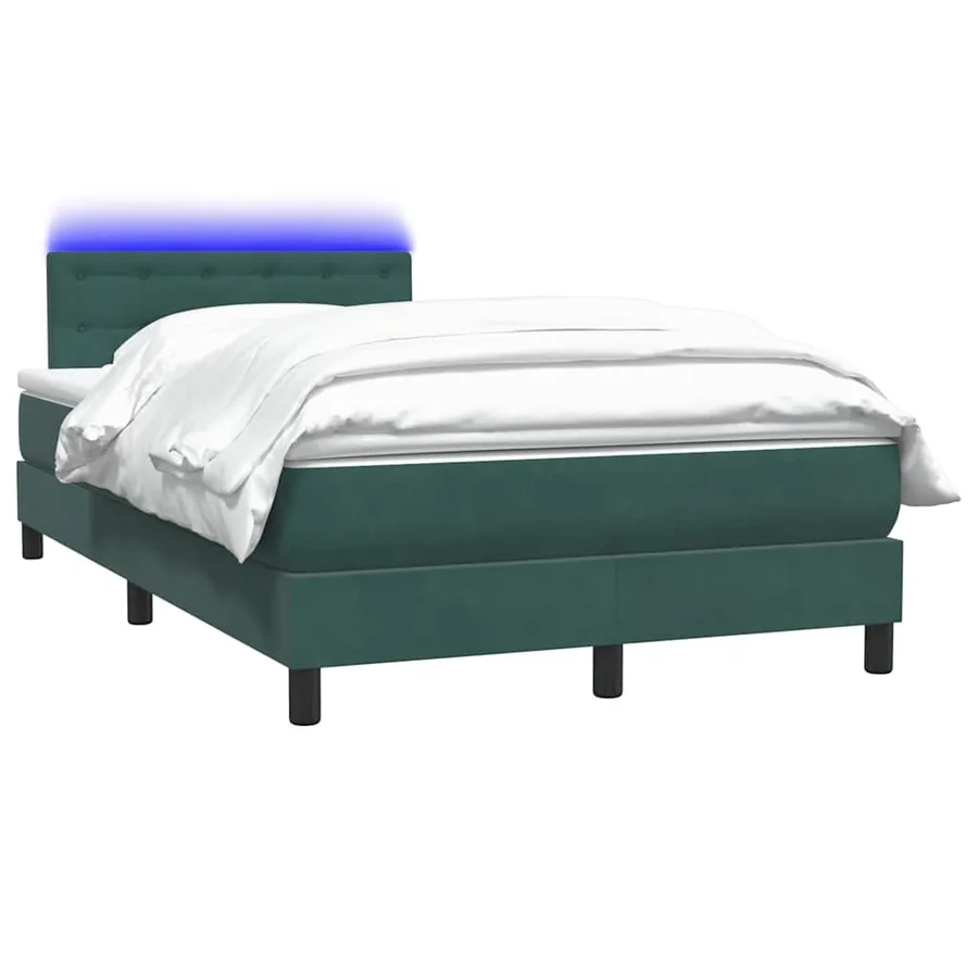 Sommier à lattes de lit et matelas et LED vert foncé 120x220cm velours - 3